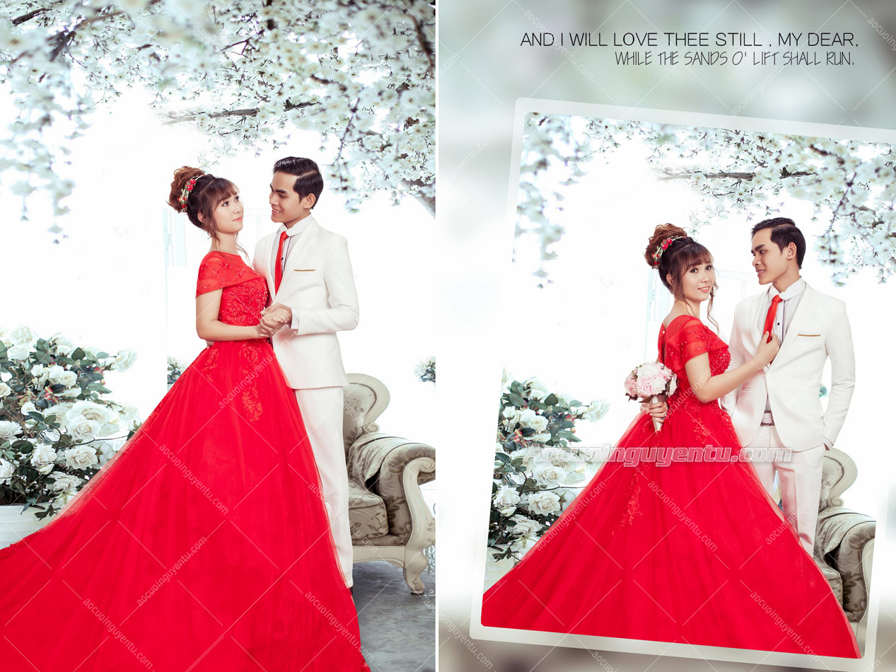 Chụp ảnh cưới Phòng Studio ghép cảnh như thật - Áo Cưới Nguyễn Tú